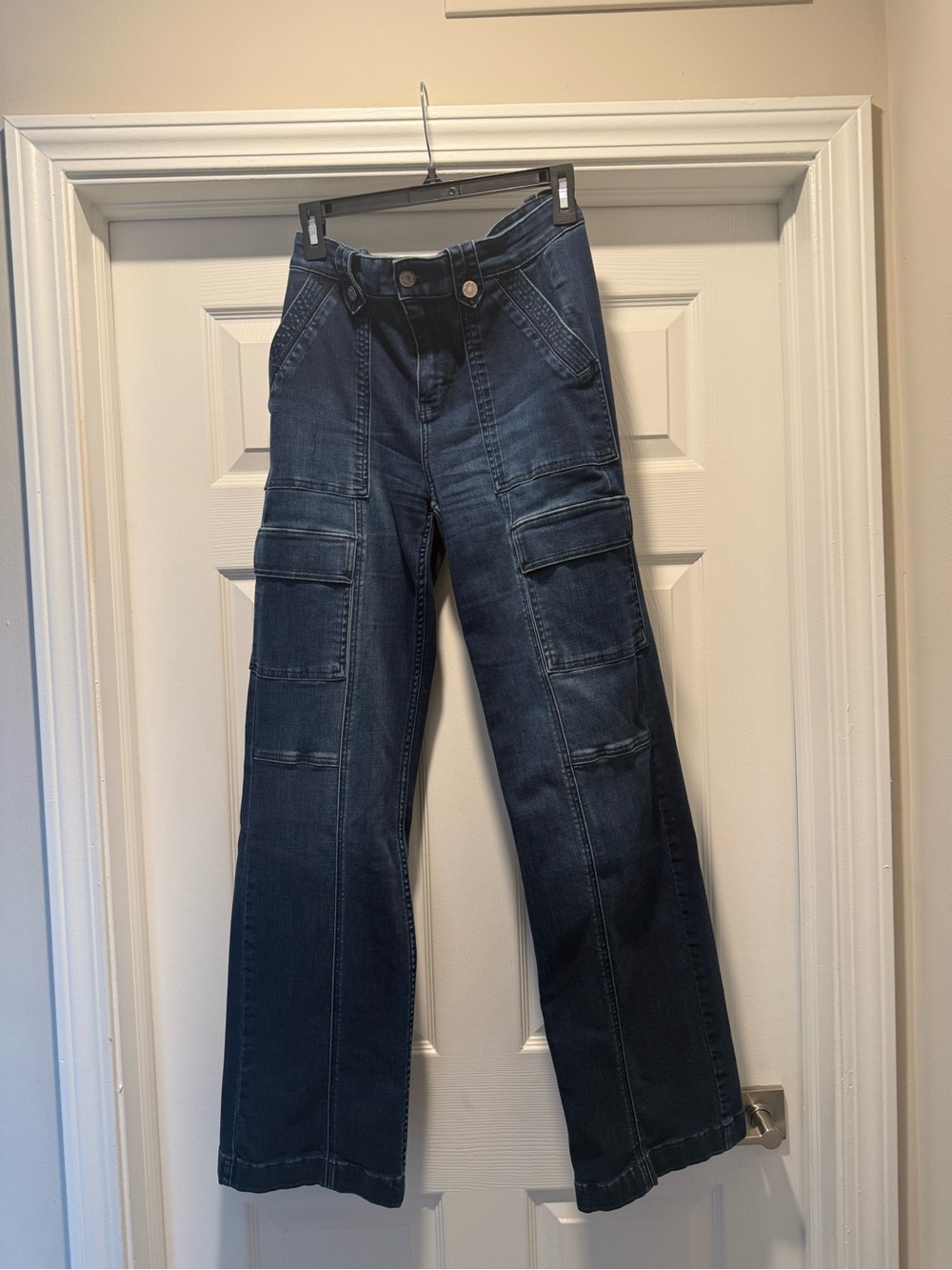 White House Black Market Dark Blue Bootcut Cargo Jeans